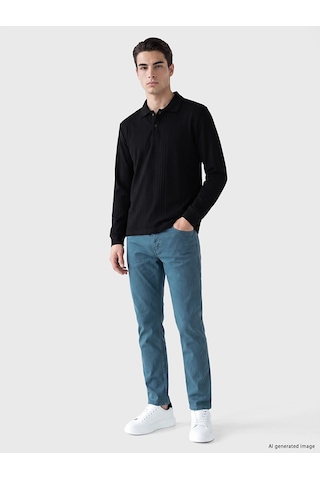 Lcwaıkıkı Classic Siyah Polo Yaka Erkek Sweatshirt