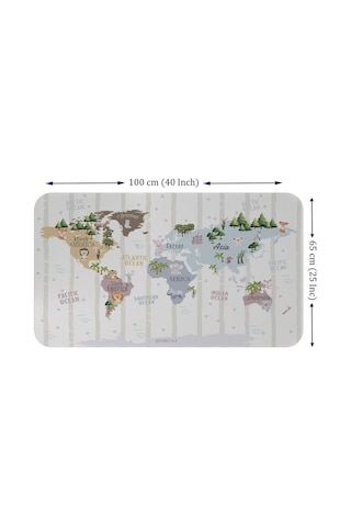 Eğitici Dünya Haritası Dünya Atlası Çocuk Ve Bebek Odası Duvar Sticker -60x105-3825 Renkli