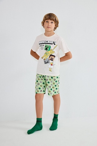 Defacto Minecraft Lisanslı Regular Fıt 2li Ecru Pijama Takımı Erkek Çocuk H7270a826hser99 Ekru-er99