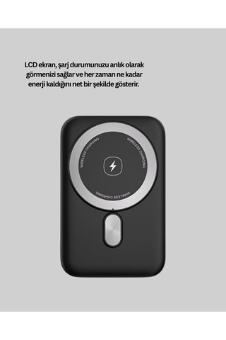 Manyetik Kablosuz Powerbank 22.5w Hızlı Şarj Lcd Göstergeli Yeni Nesil Çokrenkli