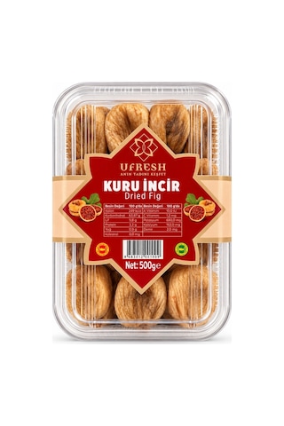 Ufresh Kuru İncir Şeffaf Kapaklı Kap 500 G