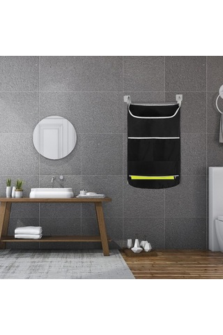 Monyee Duvar Kurulu Geniş Açık Yüksek Kapasiteli Ev Fıçısi - Banyo Ve Ev Çamaşırı Saklama Çantası - Gri Renk Diğer