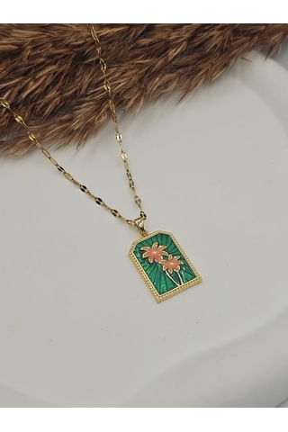 The Green Palm Tarot Kartı Çelik Kolye Altın