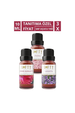 Lofty Pudra Lavanta Amber Uçucu Yağ Buhurdanlık Esansı Oda Kokusu 10 ML