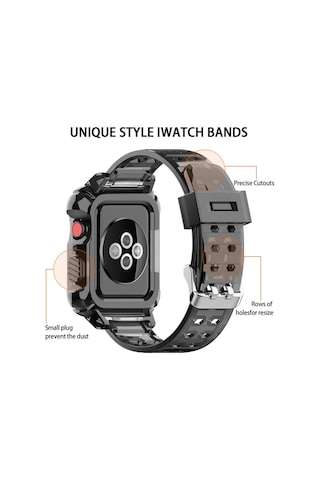 Wozlo Apple Uyumlu Watch 1, 2, 3, 4, 5, 6, 7, 8, Se Kasa Koruma 42/44/45mm Spor Kordon Kayış - Kırmızı