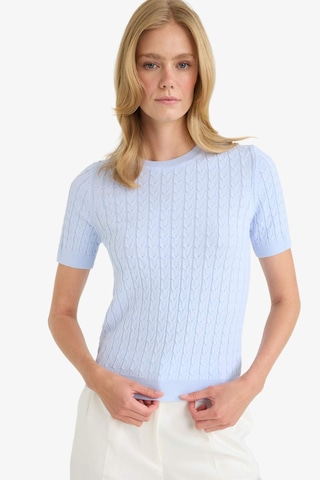 Defacto Regular Fit Bisiklet Yaka Kısa Kollu Triko Kazak D3306AX25SM Mavi