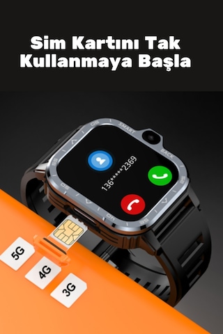 Wearfitpro Wrwatch 5g Lite Sim Kart Çift Kameralı Btk Yeni Nesil Özelliklere Sahip 51mm Akıllı Saat Siyah