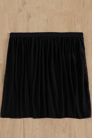 Moda Dua Kadın Siyah Tül Beli Lastikli Etek Görünümlü Pareo