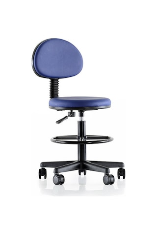 Uzay Ofis Fox Arkalıklı Hareketli Tabure - Mavi -  Tam Çemberli