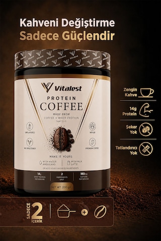 Protein Coffee 200g - Günlük Kahveni İçerken 14g Protein Al Whey Protein Ve Gerçek Kahve Granül
