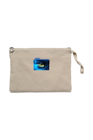 Avatar The Way of Water Blue Line Krem Clutch Cüzdan / El Çantası Krem