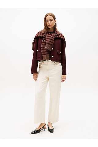 Tommy Hilfiger Df Wool Blend Reg Lady Jacket Kadın Kırmızı Mont - Ww0ww47446 Kırmızı