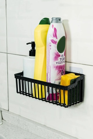 Buççin Online Mağaza 2 Adet Yapışkanlı Plastik Askılı Raf + Sihirli Su Emici Kaydırmaz Banyo Paspası - 2li Set M5y2p1 Pla Çok Renkli