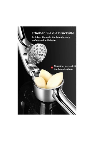 Kolay Pres Saplı Sarımsak Presi Mutfak Aleti - Daha Fazla Sarımsak Ezmesi Çıkarmak İçin Sarımsak Doğrayıcı Alet - Kolay Temizlenen Sarımsak Presi - Gümüş Siyah