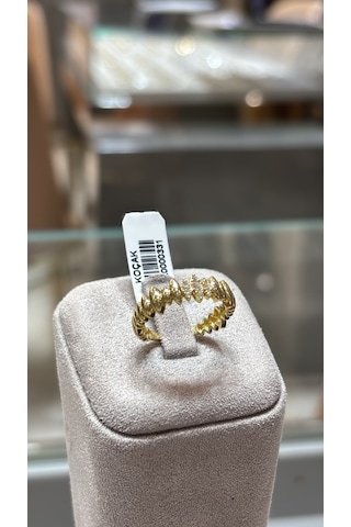 Geometrik Formlu Taş Detaylı 14 Ayar Altın Kadın Eklem Yüzük Sarı Altın