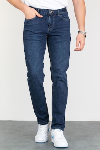 Hlt Jeans 492014020 Keven Taşlamalı Slim Fit Likralı Esnek Erkek Kot Pantolon - Koyu Mavi