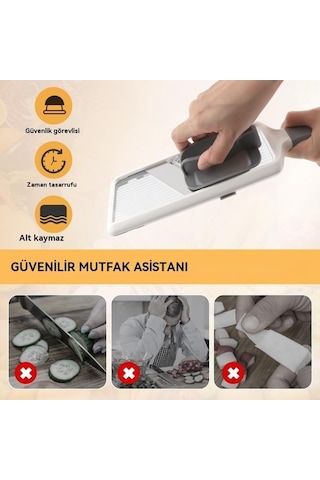 Createtech Antrasit Renkli Ayarlanabilir Paslanmaz Çelik Bıçağı, Peynir Rıhtımlı Mandolin Dilimleyici, Hızlı Kıyma, Taşınan Antrasit