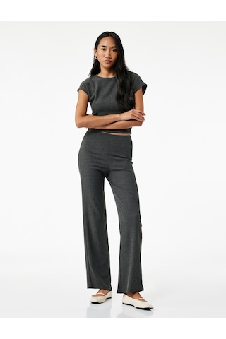 Koton Bürümcük Kumaş Slim Fit Uzun Düz Paça Pantolon Antrasit 6wak40042ek Antrasit