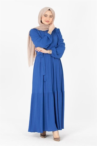 Sevitli Prenses Elbise -saks-mavi-1442-saks Mavisi Saks Mavisi
