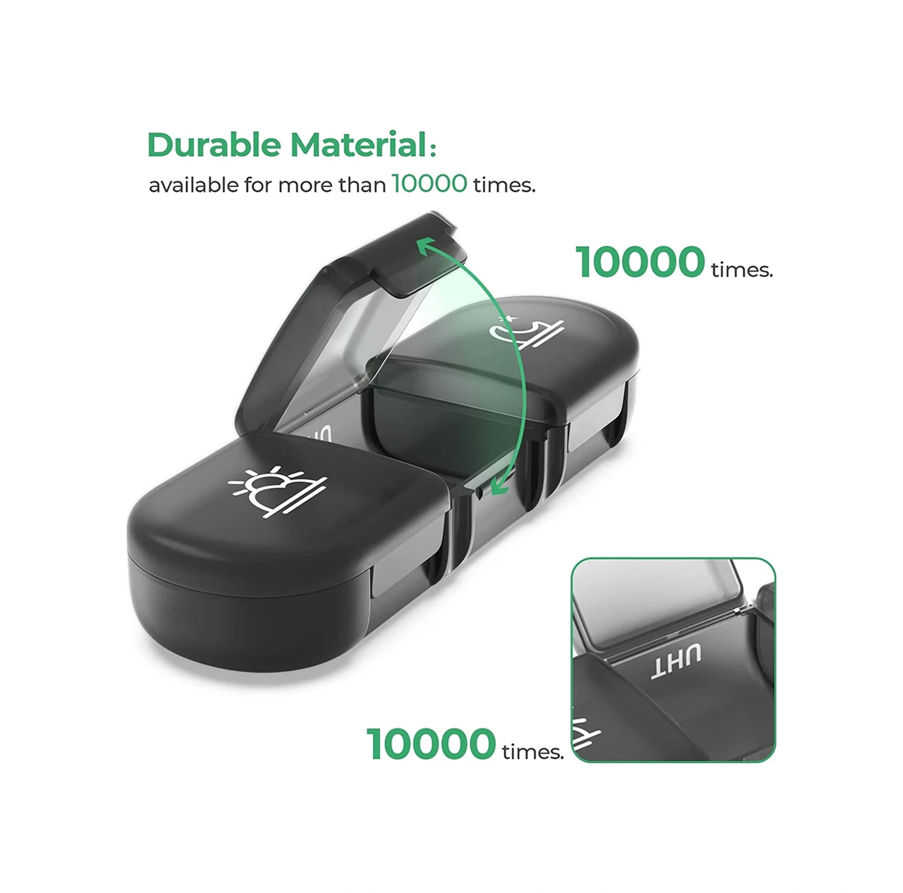 Konesam 7 Günlük 21 Bölmeli Büyük Kapasiteli İlaç Kutusu - Nem Koruma, Kolay Açma, Geçici Hafıza Sorunu Olanlar İçin Transparan Siyah + Renkli Bölmeler Çok Renkli