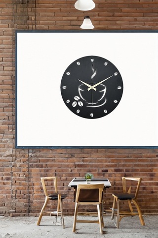 Coffe Model Metal Lazer Kesim Akar Sessiz Mekanizmalı Duvar Saati 40 40 Cm -m015 Siyah