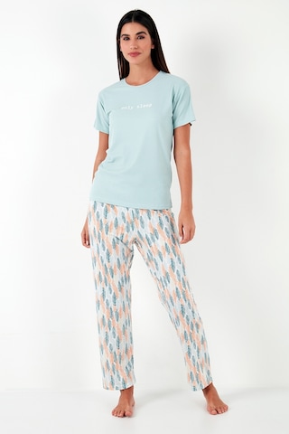 Lela Regular Fit Bisiklet Yaka Kısa Kollu Bayan Pijama Takımı 65770105 Mint