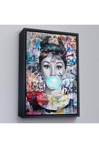 Çerçeveli Audrey Hepburn Graffiti Pop Art Duvar Tablosu-6470