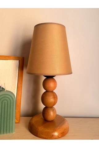 Bohem Ahşap Ayaklı Abajur - Açık Kahverengi Açık Kahverengi