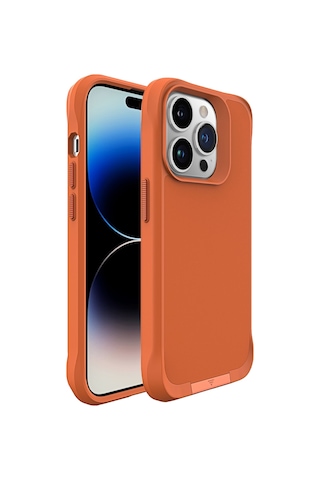 Bix Apple Uyumlu iPhone 14 Pro Max Vortex Magsafe Kılıf Stand Özellikli 3x Korumalı Mikro Fiber İç Yüzey Turuncu