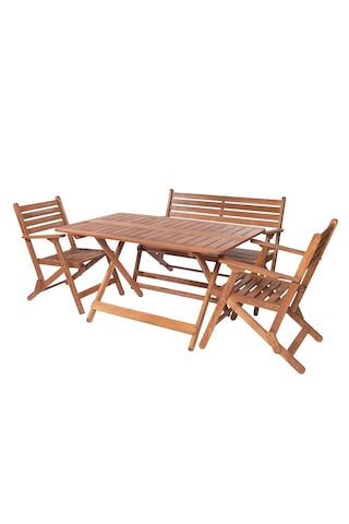 Modermo 4-6 Kişilik Geniş Katlanır Ahşap Bahçe Seti - 135x80cm. Grup D