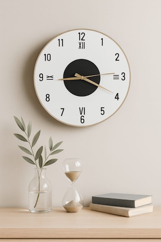 40 Cm Mdf Duvar Saati, Dekoratif Tasarım, Sessiz Mekanizma, Şık Ev Ve Ofis Değer Katar No: Mrc04 Beyaz