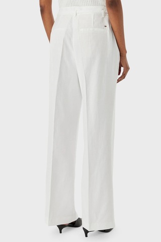 Tommy Hilfiger Keten Karışımlı Wide Leg Fit Yüksek Bel Pantolon Bayan Pantolon Ww0ww48884 Ycf Beyaz