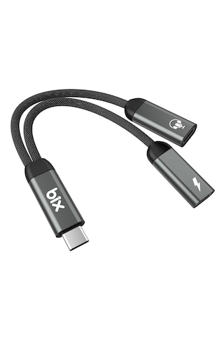 Bix Adp-13 Type-c To Çift Type-c Kulaklık Ve 15w Şarj Dönüştürücü