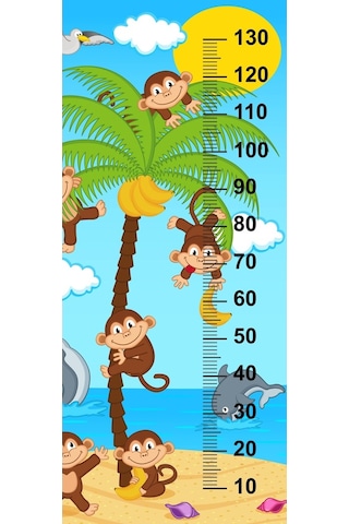 Çocuk Odası Bebek Odası Boy Ölçer Boy Cetveli Sticker Maymunlar