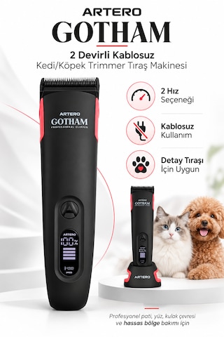 Artero Gotham 2 Devirli Kablosuz Kedi/köpek Trimmer Tıraş Makinesi