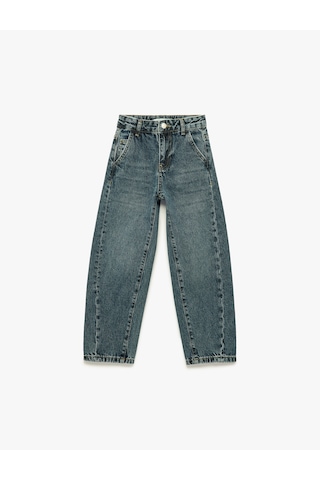 Koton Pamuklu Oversize Cepli Denim Balon Pantolon Lacivert 6skb40050td