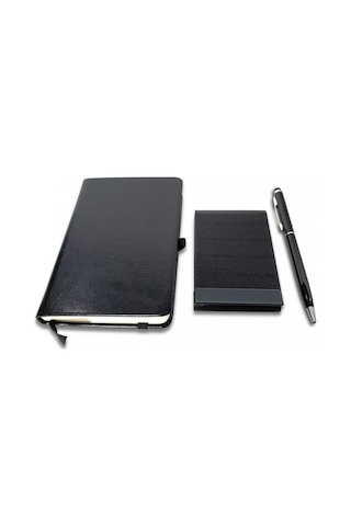 Siyah Vip Set - 9X14 Not Defteri - Touch Pen Tükenmez
