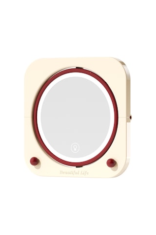 Yifomall Duvarlara Monte Edilebilir Led Aydınlatmalı Katlanır Makyaj Aynası - 3 Renkli Dokunmatik Işık