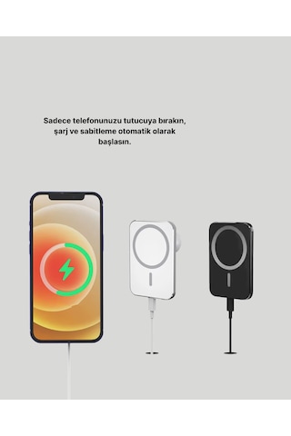 360 Döner Başlıklı Magsafe Araç Telefon Tutucu 15w Güvenli Kablosuz Şarj Çoklu