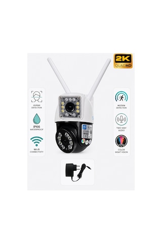 3012 Çift Lensli 3mp+3mp Wifi Ptz Güvenlik Kamerası Hareket Takipli, Renkli Gece Görüşlü, Sesli Al