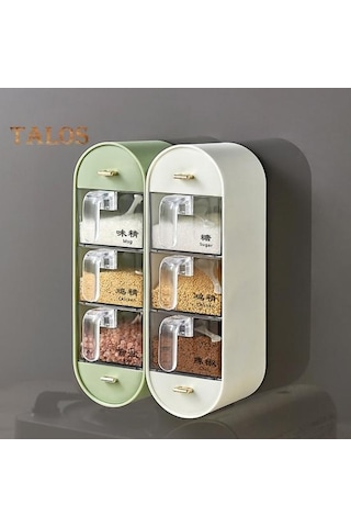 Açık Yeşil Baharat Kutusu Entegre Toz Geçirmez Pp Malzeme Pratik Yumruksuz Baharat Kabı Ev Tedarik Açık Yeşil