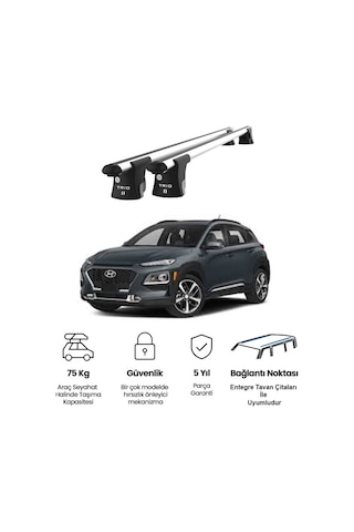Trio-ıı Hyundai Kona 2017 Ve Sonrası Kilitli Ara Atkı 120cm Port Bagaj Tavan Barı