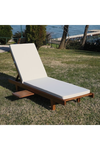 Motoryagmarket Riva2 Kademeli Ahşap Şezlong Sehpalı, 5Cm Minderli -Bahçe, Kumsal