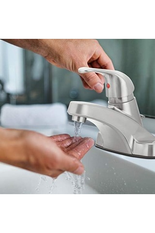 Aqua Vista 30-b410-av-bn Watersense Sertifikalı Banyo Lavabo Bataryası, Fırçalanmış Nikel Tek Kulp