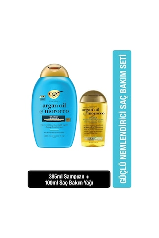 OGX Argan Oil of Morocco Onarıcı Sülfatsız Şampuan 385 ml + Yenileyici Saç Bakım Yağı 100 ml