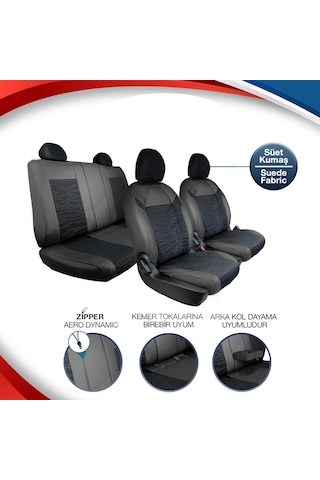 Suzuki Swift 2018-2025 Yarı Deri Oto Koltuk Kılıfı Ön Arka Set Siyah Premium Seri Şhn