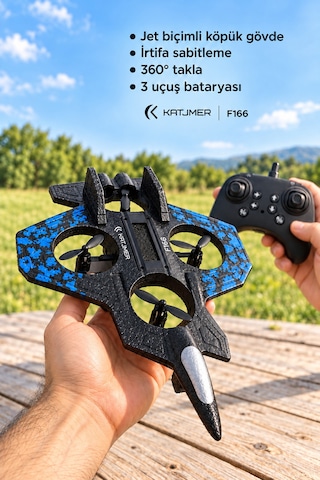 S1 F166 Köpük Gövdeli Kumandalı Mini Drone, Kamerasız, 44,8 G, İrtifa Sabitleme, 360 Takla, 2,4 Ghz Siyah