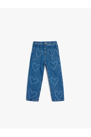 Koton Kalp Desenli Cep Detaylı Pamuklu Denim Pantolon Dark Indıgo 5smg40008ad Koyu İndigo