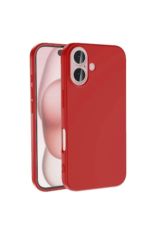 Apple Uyumlu iPhone 16 Lansman Arka Kapak Silikon Kılıf Kirmizi