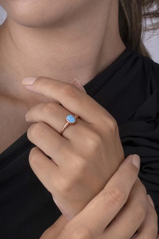 Gümüş Pazarım Yaprak Detaylı Manolya Çiçeği Ayarlamalı 925 Ayar Gümüş Kadın Yüzük Altın - Gümüş